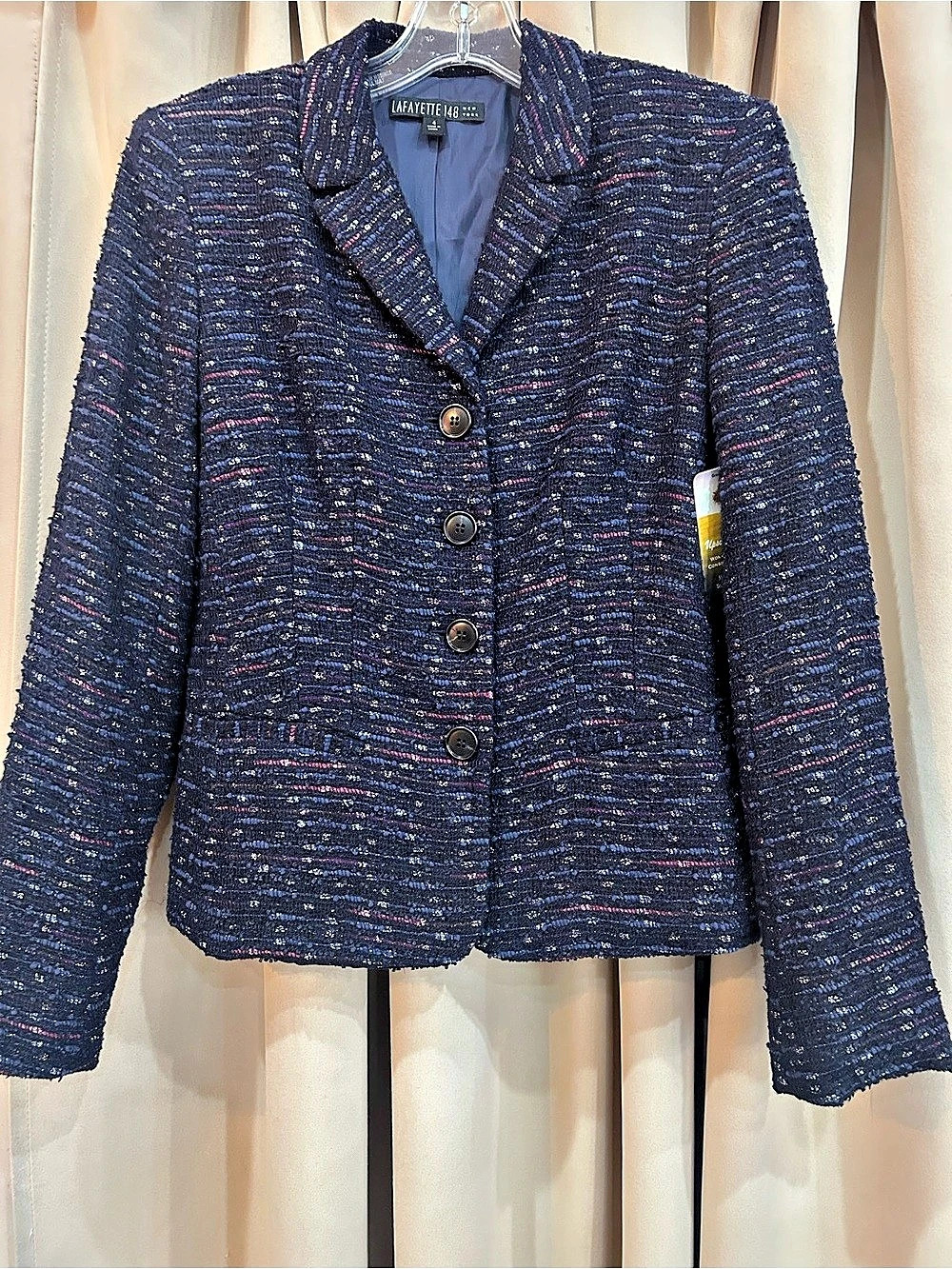 Lafayette 148 New York Tweed Blazer in Blue & Pink Size 4